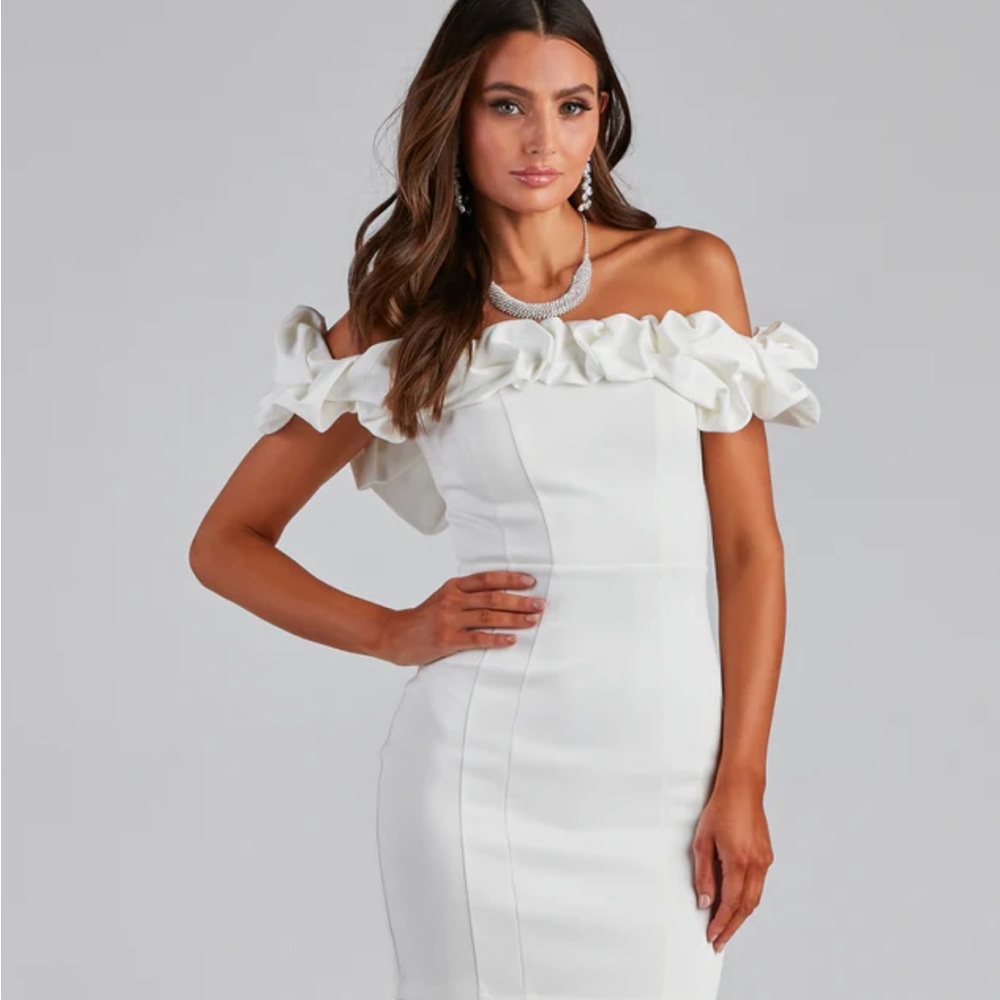 Windsor White Dress Ruffle Strapless Mini Dress - Picture 4 of 5